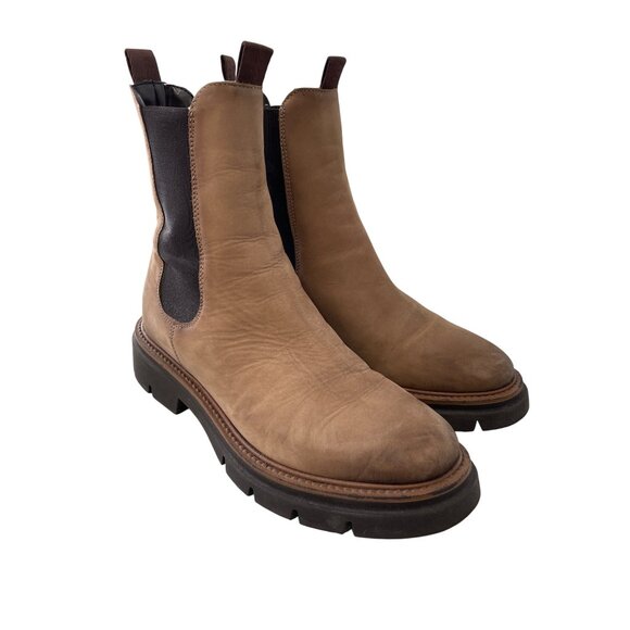 GOSH Freeflex Chelsea Ankle Boots Size 39 Tan Brown Leather Slip On Lug Sole - Picture 1 of 8